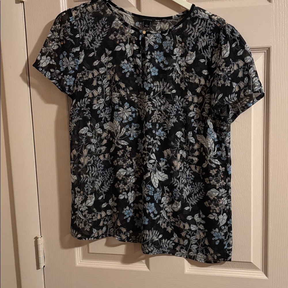 Ann Taylor Factory Black Floral Top
